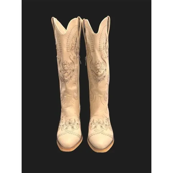 White western cowboy boots with rhinestone detailing  floral embroidery size 7 - Picture 2 of 10